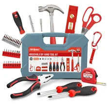 

Hi-Spec 42pc Red Home Tool Set Complete Household Tool Sets DIY Essential Tool Kit for Women Men College Students in Toolbox