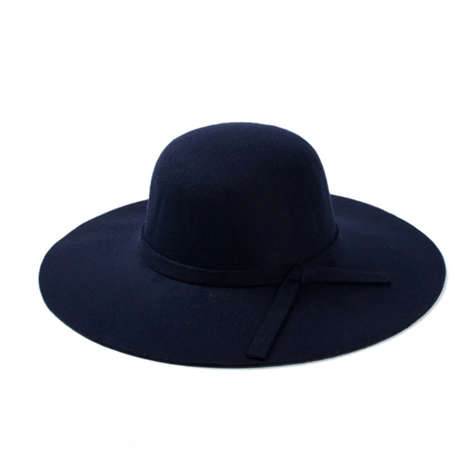 Navy BUTTERMERE, бордовые фетровые шляпы с широкими полями, женские элегантные шляпы с бантом в британском стиле для женщин, модные шерстяные винтажные фетровые шляпы - Цвет: Navy