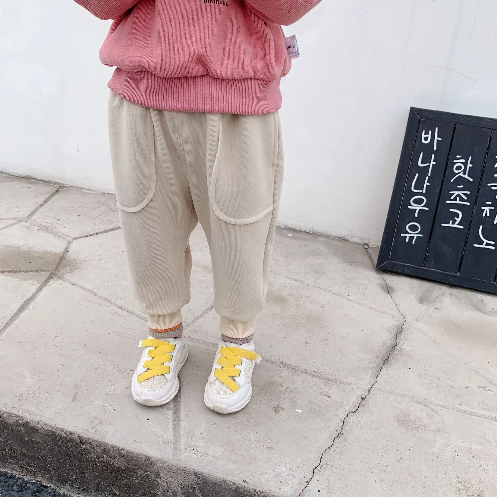 Осенне-зимние однотонные плотные повседневные брюки для мальчиков и девочек