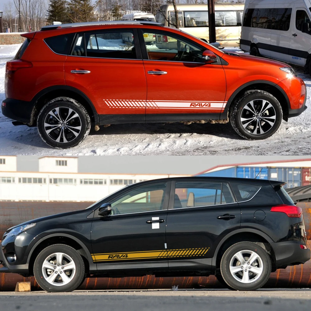 Автомобильные наклейки с боковыми полосками для Toyota RAV4, Авто Виниловая пленка, наклейки, сделай сам, спортивный стиль, украшение автомобиля, аксессуары для тюнинга автомобиля