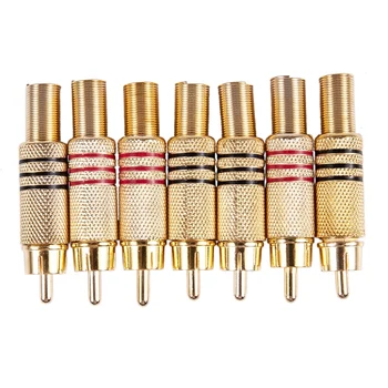 

AAAE Top-7 Pcs Solderless Metal Spring Male RCA Plug Audio Connector Adapter