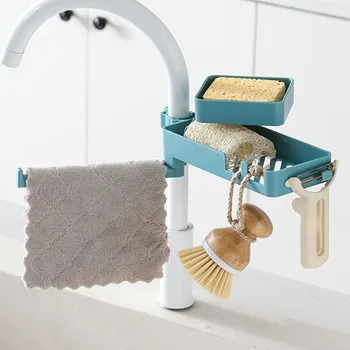 

Faucet Storage Rack Kitchen Organizer Sink Rag Drain Rack Multifunctional Shelf Home Accessories