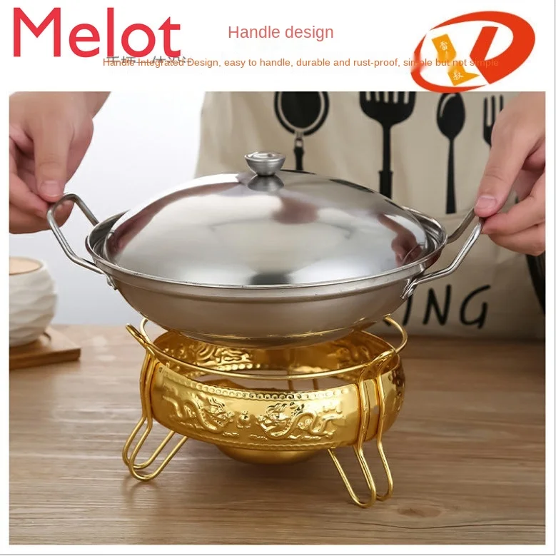 Thickened Stainless Steel Alcohol Stove Small Hot Pot Home Use and Commercial Use Hotel Stewed Pot Dry Solid Alcohol Stove