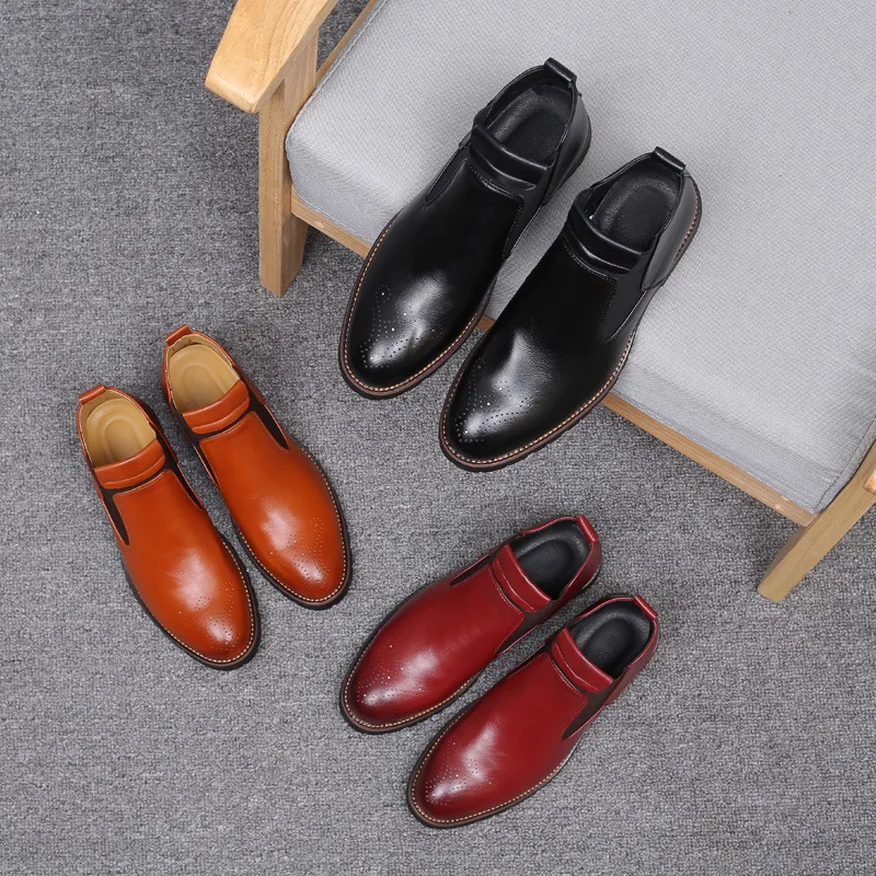 Высококачественная зимняя обувь для отдыха в стиле Челси; модная мужская обувь из натуральной кожи; большие размеры; мужские повседневные дышащие ботинки с плоской подошвой