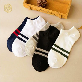 

1 Pair Men's Socks Cotton Stripe Pattern Short Socks Summer Low Cut Socks Breathable Boat Ankle Socks