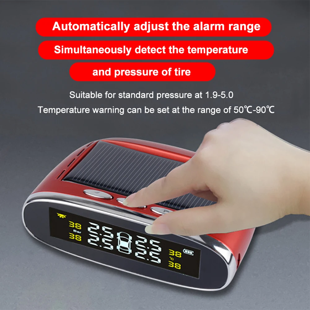 Солнечный цифровой ЖК-дисплей Авто TPMS монитор давления в шинах охранная сигнализация