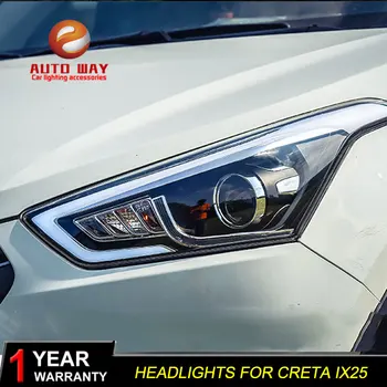 

Car Styling Head Lamp case for Hyundai Creta IX25 Headlight 2015 2016 Sentra LED Headlight DRL H7 D2H Hid Option Bi Xenon Beam