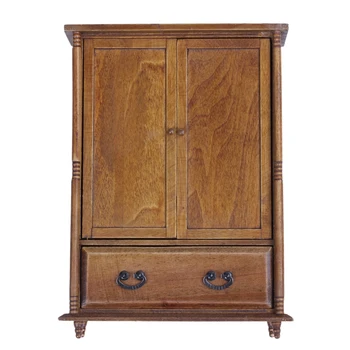 

1:12 Scale Vintage Wooden Wardrobe Dolls House Miniature Accessory