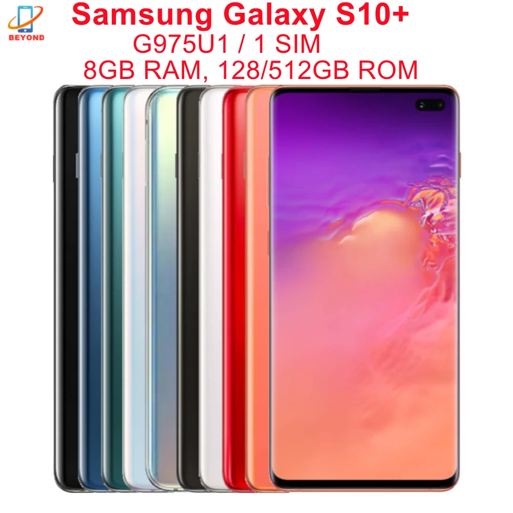 Original Samsung Galaxy S10 + S10 Plus G975U1 6.4 "8GB RAM 128/512GB ROM Octa Core snapdragon 855 NFC 4G LTE Handy Entsperrt