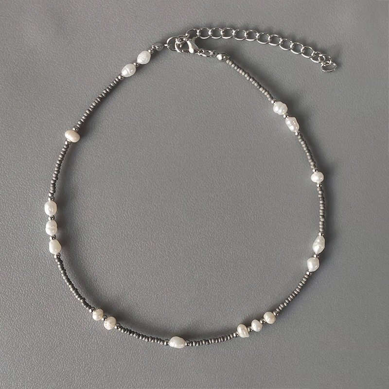 women exquisite small freshwater pearls necklace handmade adjustable beaded choker fashion bohemian jewelry gifts wholesale