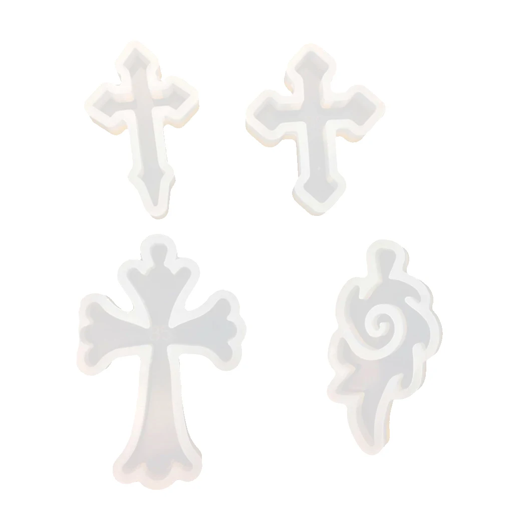 4 Pieces Cross Jewelry Pendant Making Clear Silicone Moulds Handmade Craft Tools