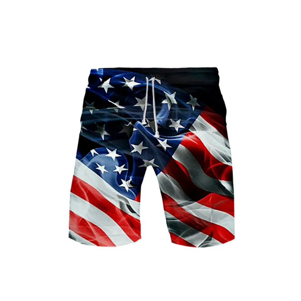 Obtenga esto 2021 creativa bandera de Estados Unidos de América con águila 3D pantalones cortos bañadores de moda seco Playa nadar cortos hombres pantalón corto Casual Pantalones de deporte en la playa Pantalones YDwpemYwql3