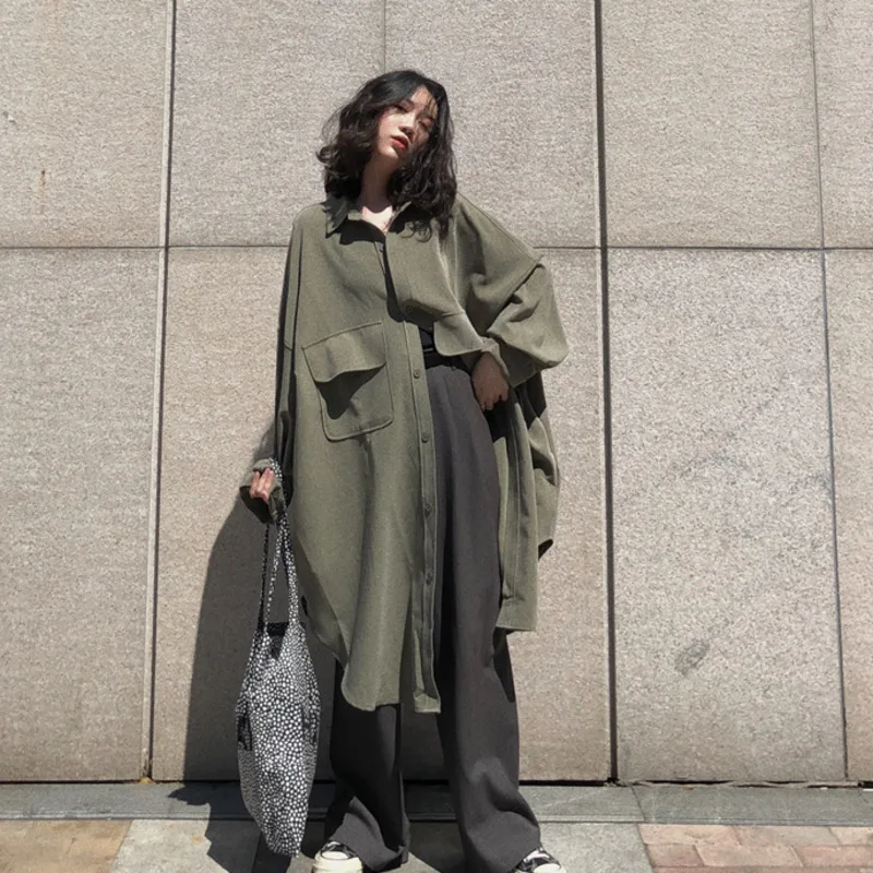 Lazy Wind Shirt Loose Medium Long Bat Sleeve Sunscreen Women's Summer Thin Coat Fashion | Женская одежда