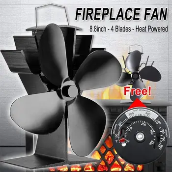 

4 Blade Wall Hanging Heat Powered Stove Fan Log Wood Burner Eco Kindly Quiet For Home Fireplace Fan Heat