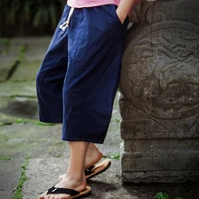 Винтажные льняные летние карго шорты мужские хлопковые джоггеры повседневные домашние спортивные свободные прямые однотонные Простые ретро арт-шорты размера плюс