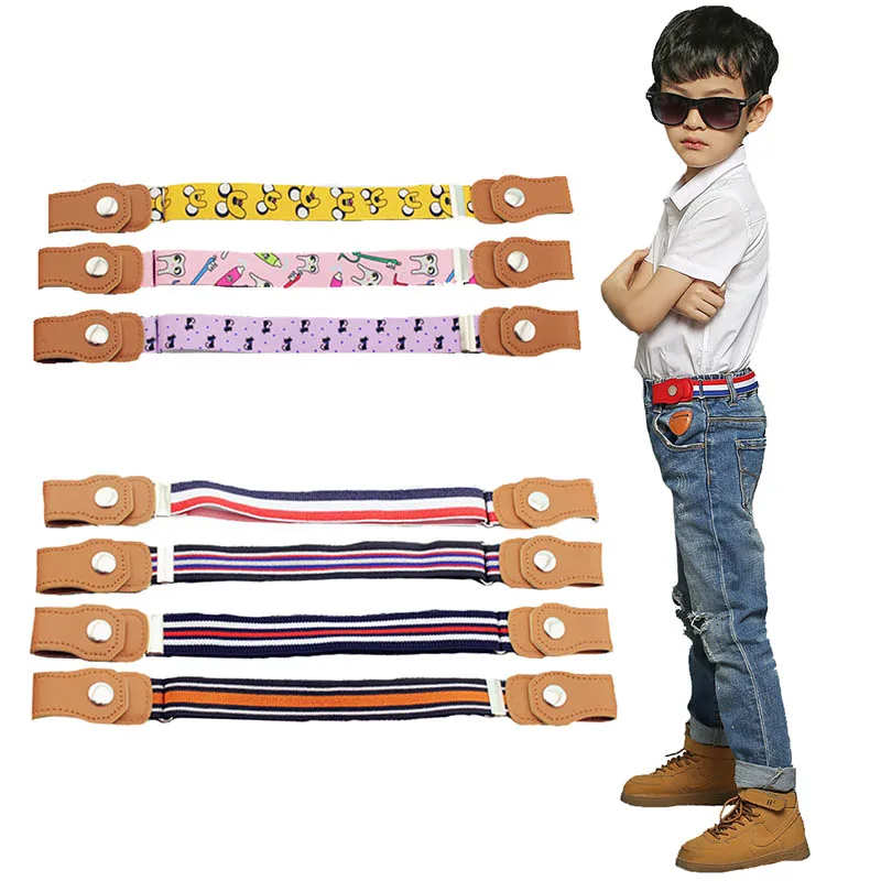 Child Kids Buckle-Free Elastic Belt No Buckle Stretch Canvas Belt For Boys Girls Adjustable Children Belts For Jeans Pants