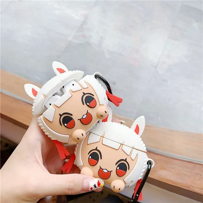 

Silicone Protective Case Rabbit Cover Protector With Carabiner For Airpods 1/2 W91A