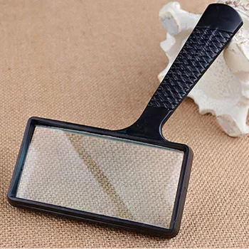 

5X Rectangular Shape Pocket Glass Lens Long Handle Jewelry Identify Students Multi Use Portable Magnifying Glass Magnifier