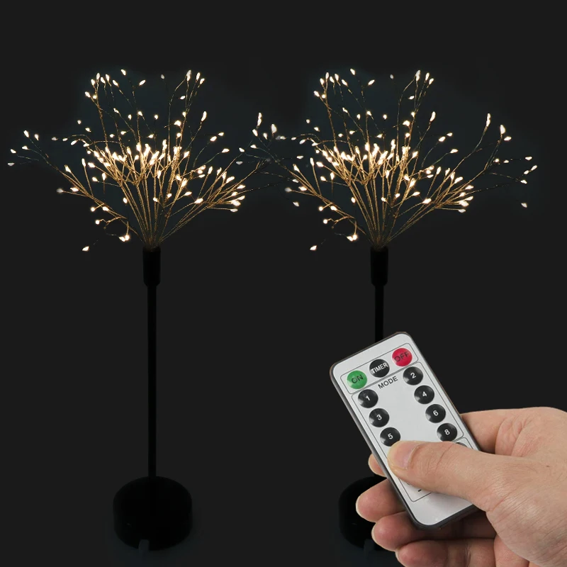 

Decorative Starburst Lights LED Fireworks Table Lights 120 LEDs 8 Modes Dimmable Fairy String Lights with Remote Control