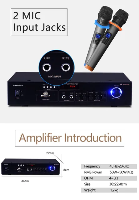 Home Karaoke Set Speaker Bluetooth Amplifier Singing +2 Wireless