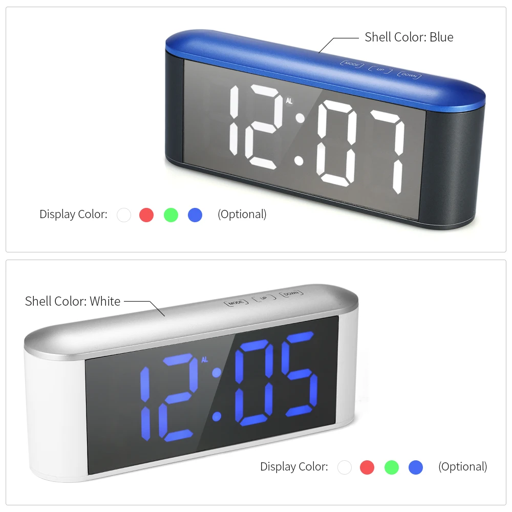 

Hot Digital Touch Control LED Mirror Clock USB Powered 12H/24H Display Alarm Clock Snooze Function Adjustable Luminance Clocks