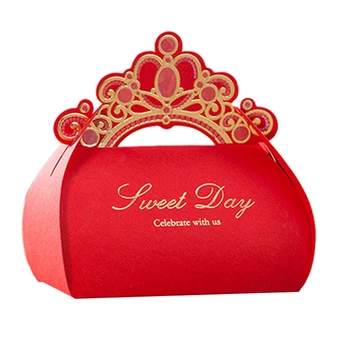 

50Pcs Sweet Favour Candy Box Gift Bag Wedding Box with Hand Gift Box Red Candy Box