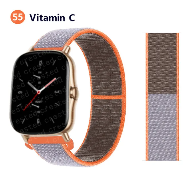 20/22mm Nylon band For Amazfit GTS/2/2e/GTS2 Mini/GTR 3 Pro 42mm/47mm/GTR2/2e/stratos 2/3 Sport Loop Bracelet Amazfit bip strap Vitamin C 54