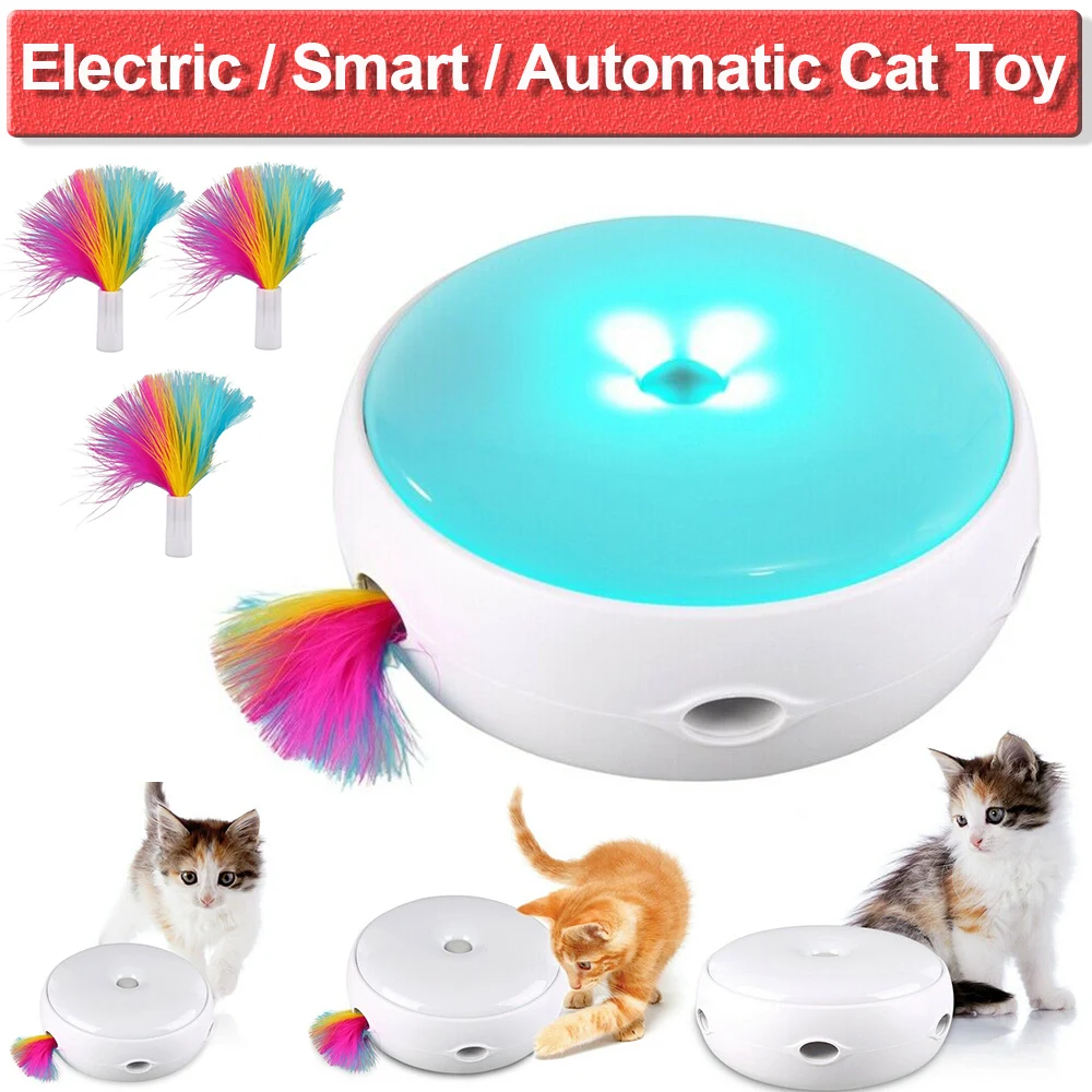 

Electric Cat Toy Smart Teasing Cat Stick Crazy Game Spinning Turntable Cat Catching Mouse Donut Automatic Turntable Cat Toys D20