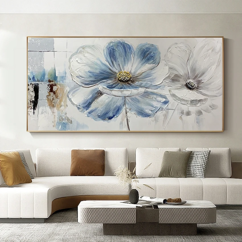 Unframed Hot Selling Flower Colorful Canvas Oil Painting Pure Handmade Home Wall Decoration Canvas Art Entrance Paintings Art