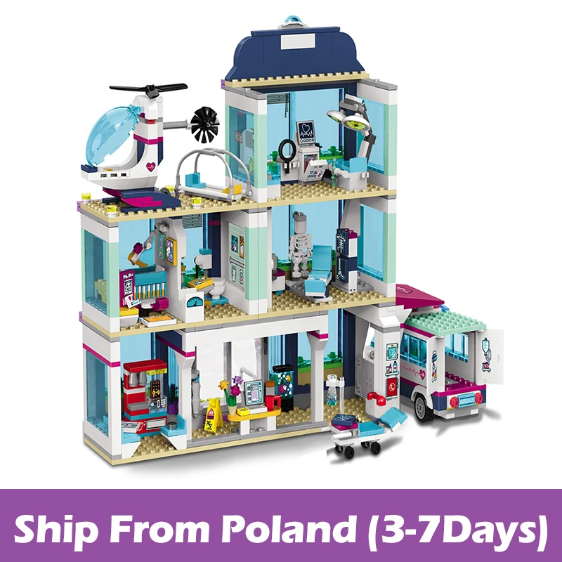 932pcs Heartlake City Hospital Model Building Blocks Compatible Girls Friends Bricks With Figures Toys For Children Gifts | Игрушки и