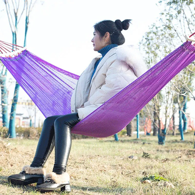 Bend Swing Hammock Bending Stick Ice Silk Outdoor Camping Anti-Rolling Hammock Simple Casual Fashion Suitable For Excursion - Цвет: purple
