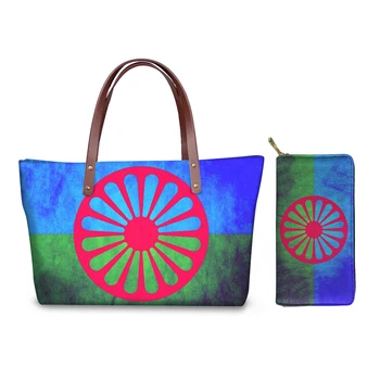 

Great Romani People Flag Printing Women Bags Romanes Luxury Female Large Handbag+PU Wallet Fashion Youth Girls School Hand Bag