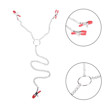 

1 Set Metal Breast Nipple 3 Clamps W Chain Clip Clamp Bondage Hot Sale Adjustable