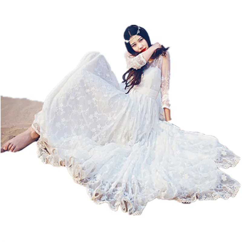 

Robe Femme Ete 2020 Sexy Hollow Out White Lace Long Dress Women Dresses Evening Party