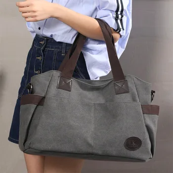 

Women Tote Bag Canvas Solid Casual HandBags Big Capacity Woman Shoulder Bag Large Ladies Bags 2018