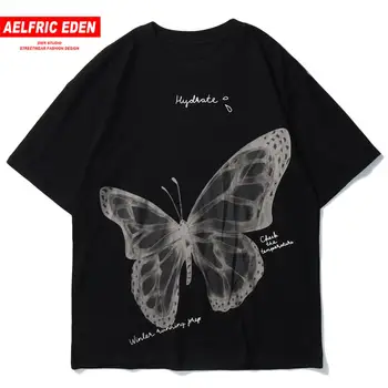 

Men T Shirt Hip Hop Streetwear 2020SS Butterfly Print Summer Harajuku Short Sleeve Shirts Casual Cotton Tops Tees