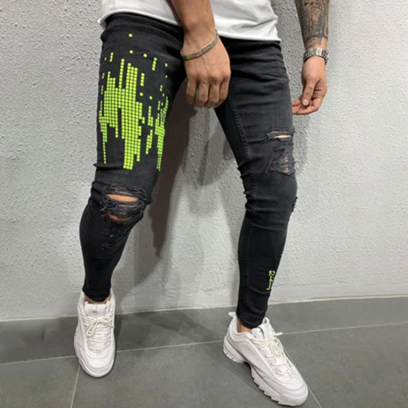 2019 новые Прямые рваные и потёртые плиссированные заплатка на колено джинсовые