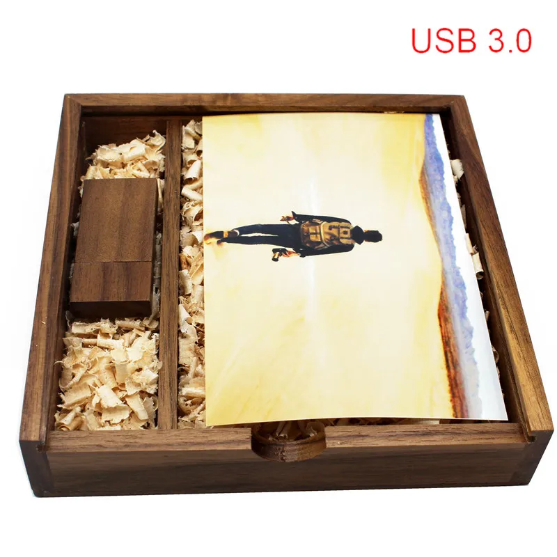 TEXT ME usb 3,0 сделанный на заказ Орех Деревянный+ коробка 64GB usb флеш-накопитель 4GB 8GB 16GB 32GB фотография usb3.0 деревянный