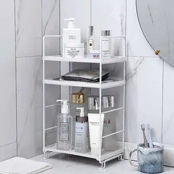 

3 Layers Iron Bathroom Shelf Storage Rack Display Cosmetics Shampoo Holder Adjustable Shower Caddy Kitchen Bathroom Organizer