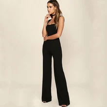 Aliexpress - High Waist Square Collar Long Jumpsuits Sexy Sleeveless Black Romper Jumpsuit New Indie Offical Lady Slim Jumpsuit Summer Women