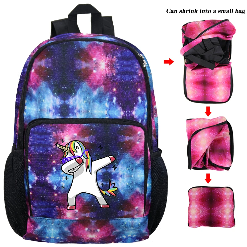 Складная сумка Mochila вытирает рюкзаки с единорогом Sac Dos Bookbag легкий портативный складной рюкзак школьные принадлежности - Цвет: A8