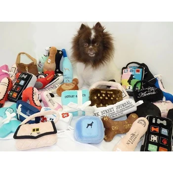 

16Type Luxury Pet Toy Embroidery Dogs Toys Pulsh Sound Balls French Lady Style Squeak Toy Creative Plush Puppy Wine Perfume 1pcs