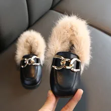 Ботинки из натуральной кожи для маленьких девочек детские бархатные толстые зимние ботинки теплая меховая пушистая детская обувь ботиночки 21-30
