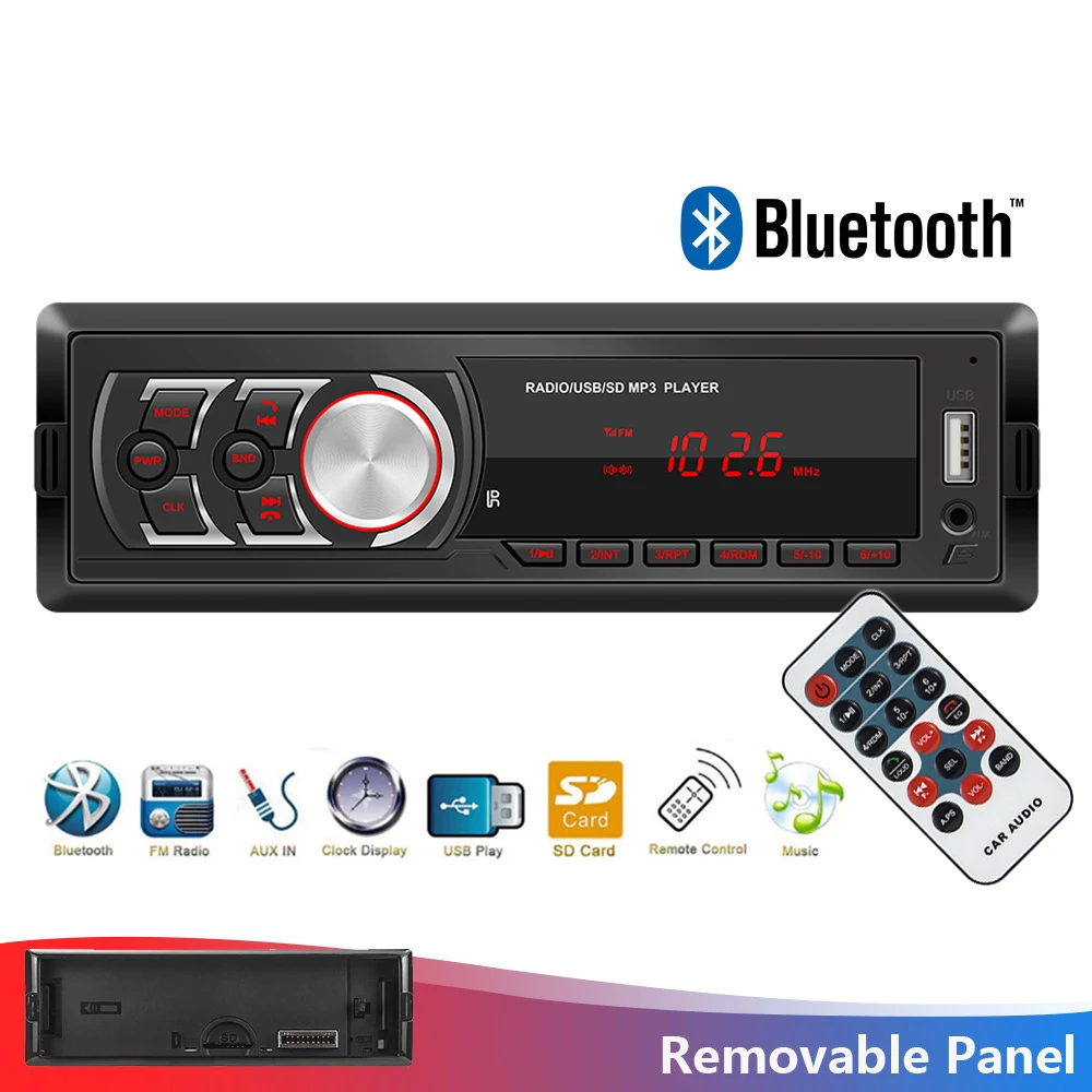 Автомобильное радио AUSEK 1din 12 В в тире автоаудио стерео Bluetooth Авторадио FM AUX вход