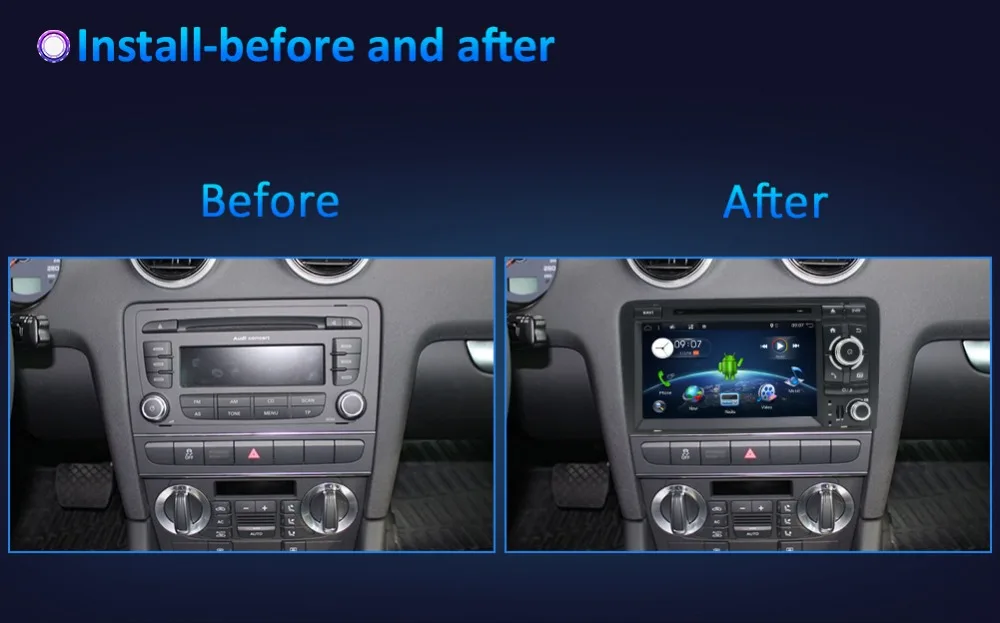 Cheap Bosion 7 inch HD 2 Din Android 9.0 Octa 8 Core Car Radio Stereo DVD Player Multimedia Navigation GPS For Audi A3 8P 2003-2011 BT 2