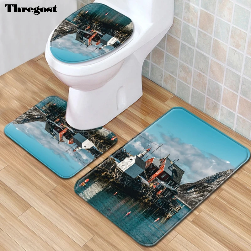 Thregost 3 шт. Ванная комната ковер ковры и коврики 3D живописный Non slip комплект