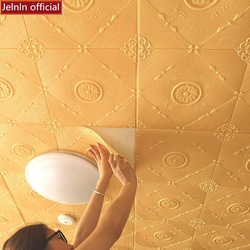Золотая самоклеящаяся 3d Наклейка на стену спальня гостиная водостойкие обои для ванной потолок крыши пены обои для детской комнаты