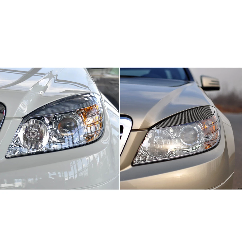1 пара замена для Mercedes Benz W204 2008-2011 фары брови углеродного волокна автомобиля век отделка