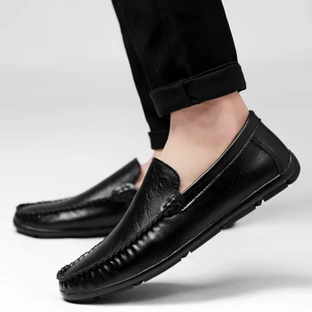 

genuine Leather Men Sneakers Men Casual Shoes outdoor slip on fashion Luxurious Brand Casual outdoor Handmade Flat Shoes for Men