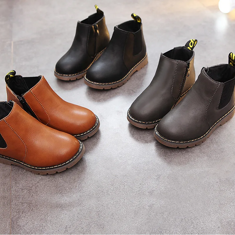 

2017 Autumn And Winter New Style CHILDREN'S Shoes Retro Martin Boots BOY'S Anti-slip Short Boots England Leather Boot Girls Boot
